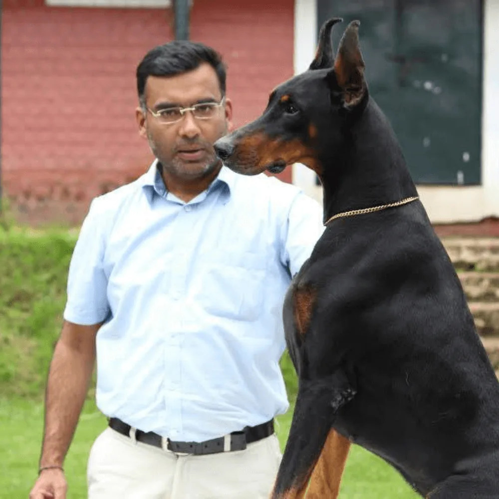 Trainer with dog